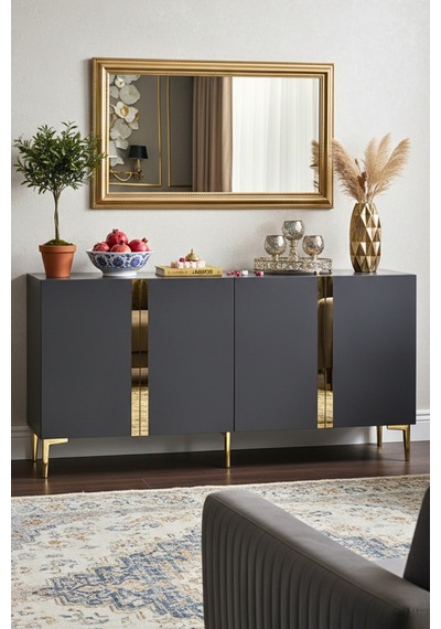 Ka1598ag Anka150 Konsol, Kahve Köşesi, Tv Sehpası Ve Dolap Antrasit - Gold 150cm Ka1598ag Anka150 Konsol, Kahve Köşesi, Tv Sehpası Ve Dolap Antrasit - Gold 150cm