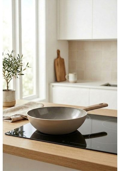 Bernardo Natura Seramik Wok Tava Kahverengi 24cm Bej - Kahverengi
