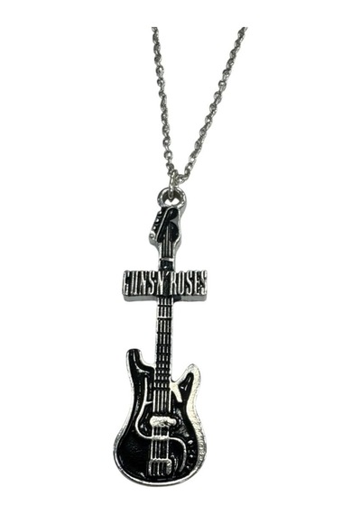Guns N' Roses Temalı Elektro Gitar Kolye 60 Cm Zamak Kaplama Metal Rock & Hard Rock Aksesuar Çok renkli