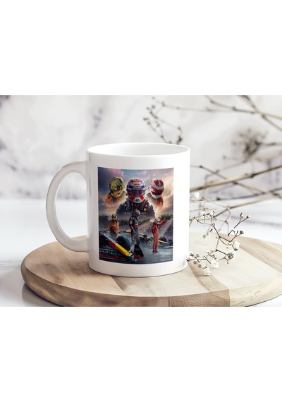 F1 Pilotları Kask Tasarım Kupa Bardak Şampiyonluk Ruhunu Yansıtan Formula 1 Koleksiyon Hediyesi Beyaz