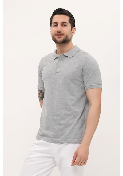 Uniprom Polo Yaka Tişört %100 Pamuk Gri Melanj Erkek Gri Melanj