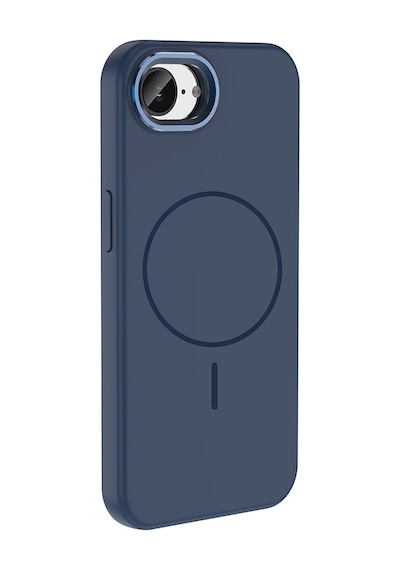 Maks Technology iPhone Uyumlu 17e Kılıf M-safe Şarj Özellikli Metal Kamera Çerçeveli Mkst Edi Silikon Kapak - Lacivert