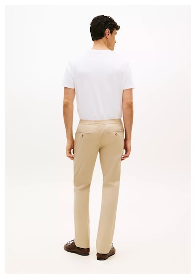 Tommy Hilfiger Erkek Normal Kalıp Pamuklu Beli Lastikli Düz Paça Chino Bej Pantolon Brown