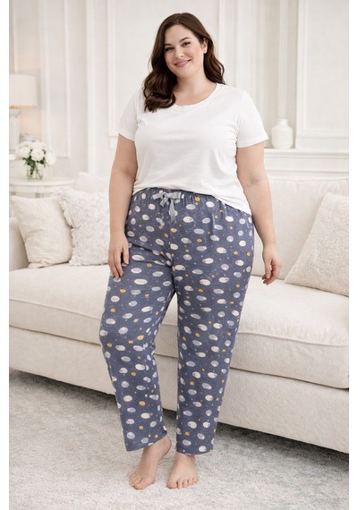 Remsa Büyük Beden Kadın Viskon Kumaş Penye Battal Tek Pijama Alt 01 Gri