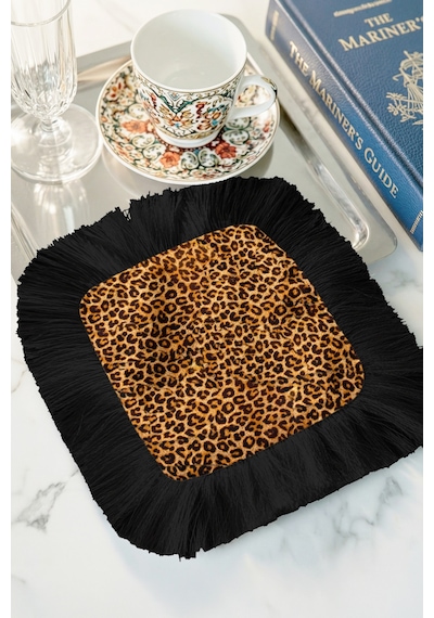 Leopar Şıklığı Saçaklı Sunum Peçetesi - Egzotik Lüks Bohem Siyah Kahverengi Bardak Altlığı Mendil Sisli Zeytin Yeşili Leopar Şıklığı Saçaklı Sunum Peçetesi - Egzotik Lüks Bohem Siyah Kahverengi Bardak Altlığı Mendil Sisli Zeytin Yeşili