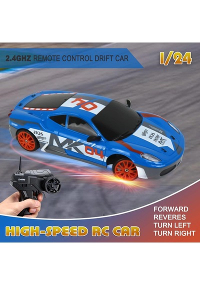 1:24 Rc Drift 2.4ghz Ölçekli 4wd 15km/h Yüksek Hızlı Model Araç Led Işıklı Hediyelik Oyuncak