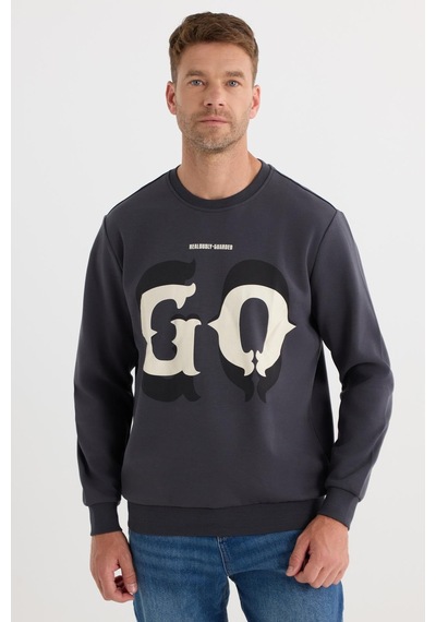 Tudors Erkek Relax Fit Rahat Kesim Pamuklu Lastikli Kol Bisiklet Yaka Baskılı Antrasit Sweatshirt-37306 Antrasit Tudors Erkek Relax Fit Rahat Kesim Pamuklu Lastikli Kol Bisiklet Yaka Baskılı Antrasit Sweatshirt-37306 Antrasit