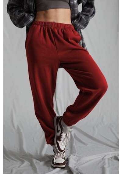 Madmext Kadın Bordo Beli Lastikli Oversize Eşofman Altı Mg1235 BORDO