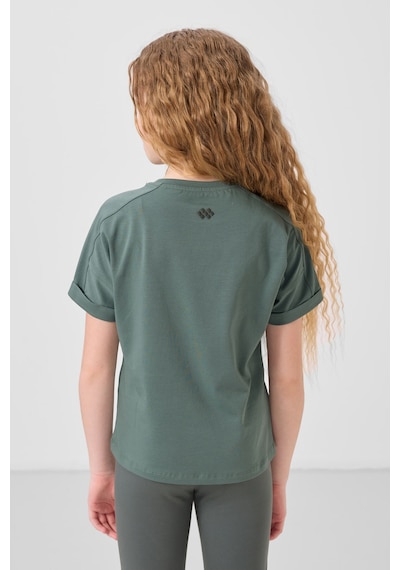 Açık Yeşil Pamuklu O Yaka Oversize Fit Basic Kız Çocuk T-shirt - 75182 Yeşil