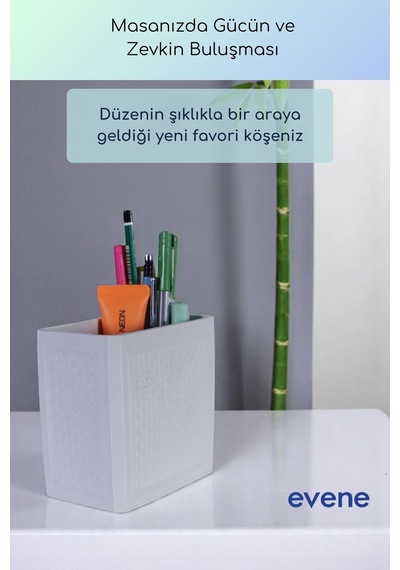 Kalemlik Masa Kalemliği Organizer Kalemlik Beyaz Renk Model 92 Çok Renkli
