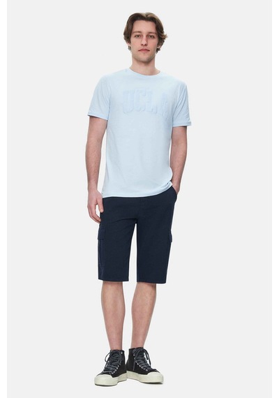 Ucla Culver Gök Mavi Bisiklet Yaka Baskılı Standard Fit Erkek Tshirt Gök Mavi