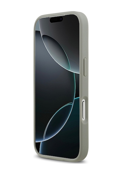 Apple Uyumlu iPhone 17 Pro Kılıf Guess Lisanslı Taşlı Arka Yüzey Üçgen Logolu Kapak Gümüş