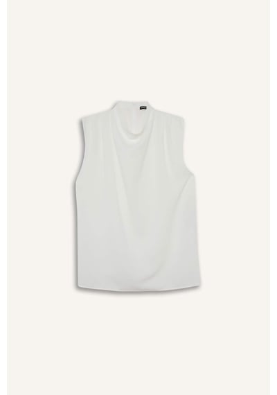 Defacto Regular Fit Balıkçı Yaka Krep Kolsuz Bluz F9149ax25wnwt84 Beyaz