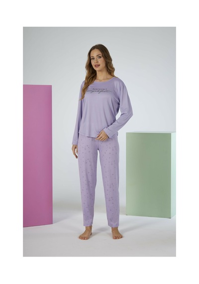 Estiva Kadın Yıldız Alt Desenli Lila Soft Uzun Kollu Pijama Takımı Çok renkli Estiva Kadın Yıldız Alt Desenli Lila Soft Uzun Kollu Pijama Takımı Çok renkli