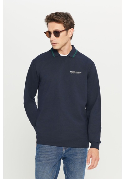 AC&Co / Altınyıldız Classics Erkek Lacı 2 İplik Pamuklu Standart Fit Normal Kesim Polo Yaka Sweatshirt Lacı
