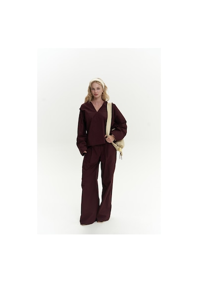 Mai Collection Mai Studios Co. Blenham Bordo Gömlek Pantolon Takım Bordo