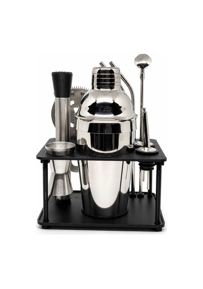 Premium 10 Parça Kokteyl Shaker Seti Stand Hediyeli