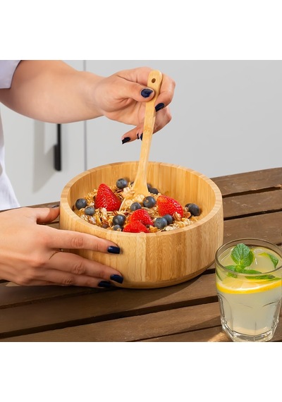 Porsima 2074 Orta Boy Doğal Bambu Salata Kasesi 18cm Diğer