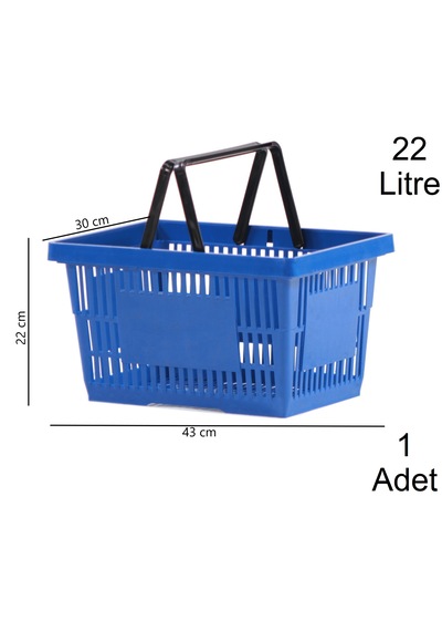 22 Litre Plastik Market Alışveriş El Sepeti Mavi 1 Adet / En:30 Boy:43 Yükseklik:22 Cm Mavi