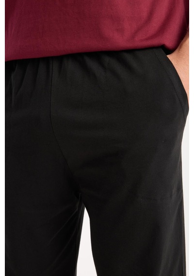 Akbeniz Erkek Bordo Düğmeli Yaka Kısa Kol Pijama Takımı