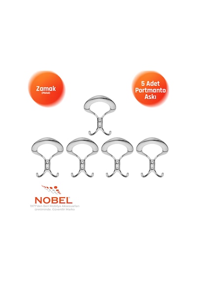 Üçgen Portmanto Askısı, Metal Vestiyer Askısı, Krom, Duvar Ve Dolap Askılığı 5'li Set Vidalı