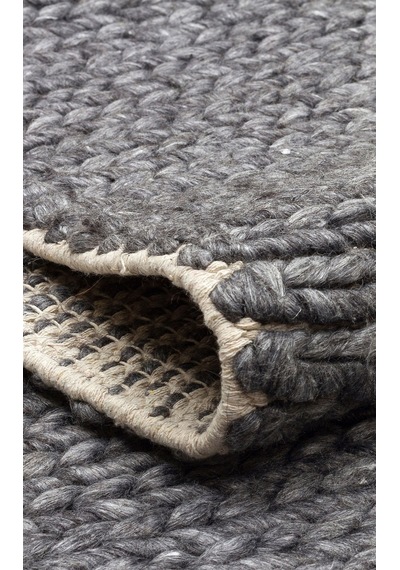 Eko Halı Jade Basketweave Antrasıt Naturel Kazak Örgü Desenli El Dokuma Örgü Halı - 170X240