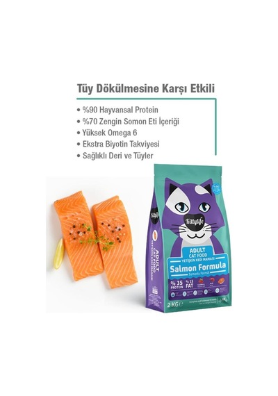 Kitty Life Süper Premum Somonlu Yetişkin Kedi Maması 2 KG