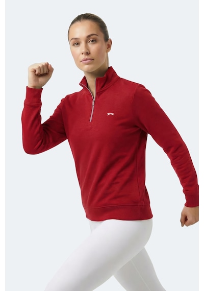 Slazenger Maxıs I Kadın Dik Yaka Fermuarlı Kırmızı Sweatshırt Kırmızı