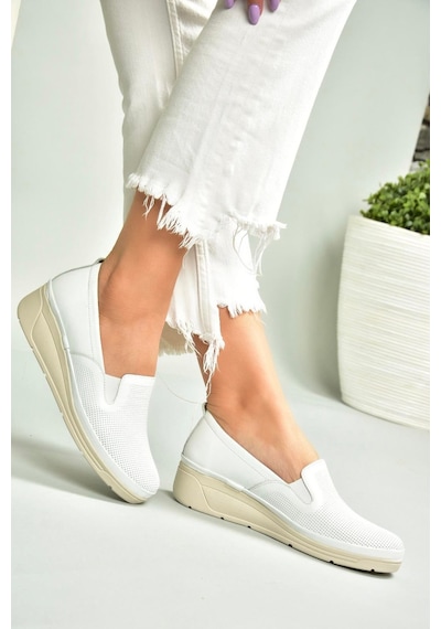 Fox Shoes U555024303 Beyaz Hakiki Deri Günlük Kadın Ayakkabı Beyaz-hakiki Deri