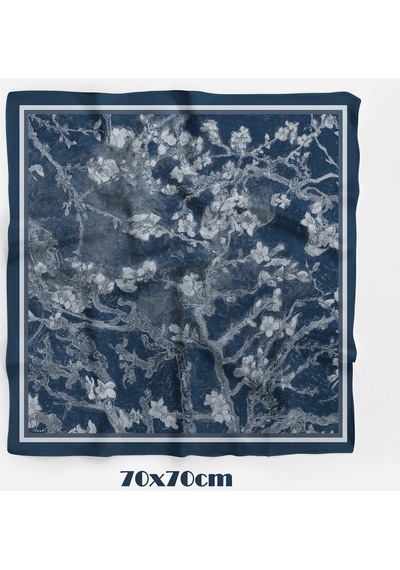 Navy Blossom Desen 70 70cm Bandana/fular Çok Renkli