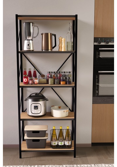 150 Cm Dekoratif 5 Raflı Kitaplık Çok Amaçlı Raf Mutfak Rafı Metal Kitaplık Atlantik Çam Ceviz 150 Cm Dekoratif 5 Raflı Kitaplık Çok Amaçlı Raf Mutfak Rafı Metal Kitaplık Atlantik Çam Ceviz