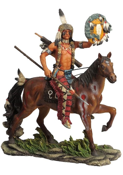 Veronese Kurtlu Atlı Kızılderili Figürü 18x21cm