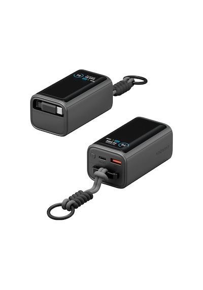 Energea Compac Arc 45 Dijital Göstergeli 10.000 Mah Dahili Type-c Kablolu 45w Şarj Çıkışlı Pd Hızlı Şarj Powerbank - Siyah Siyah
