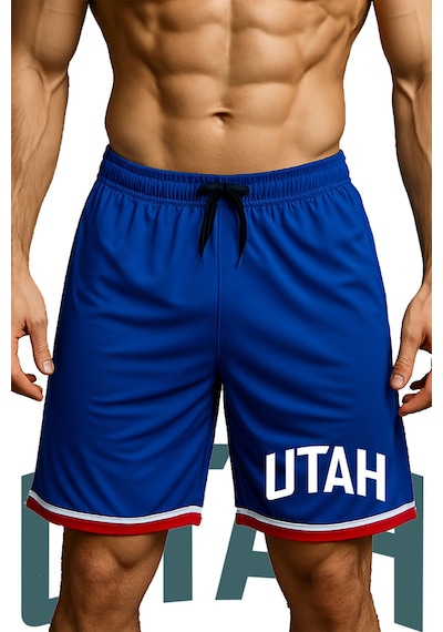 Top Glory Cepli Utah Baskılı Basketbol Şortu Spor Şort