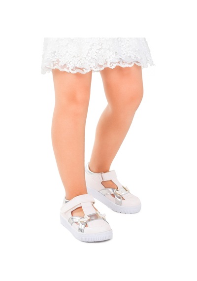 Kiko Kids Kız Çocuk Günlük Ayakkabı Arz 2325 Beyaz - Gümüş