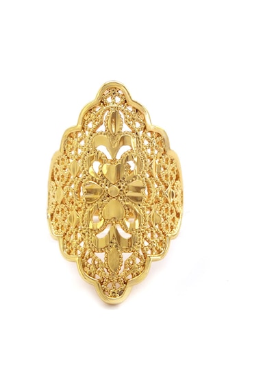 Çelik Yüzük Kadın Altın Kaplama Desenli İmitasyon Hint Model Yüzü Altın