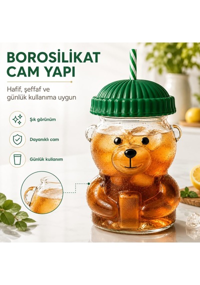 Sogud Cam Bardak - 580 Ml Pipetli Soğuk İçecek Bardağı - Borosili