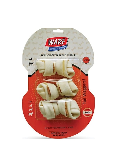 Warf Tavuklu XXS Düğüm Köpek Kemiği 12.5 CM 3'lü 195 G