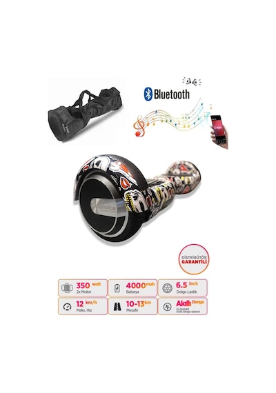 Citymate Elektrikli Kaykay Akıllı Denge Hoverboard + Hoverkart + Çanta Full Ledli Extrem Paket D14