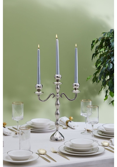 Karaca  Home Arlen 3'lü Şamdan Silver 38x29 cm