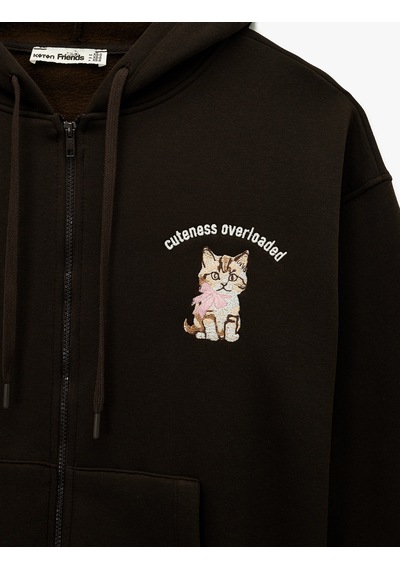Koton Şardonlu Kapüşonlu Fermuarlı Arkası Kedi Baskılı Kanguru Cepli Oversize Sweatshirt Kahverengi 6wal10615ık Kahve Koton Şardonlu Kapüşonlu Fermuarlı Arkası Kedi Baskılı Kanguru Cepli Oversize Sweatshirt Kahverengi 6wal10615ık Kahve