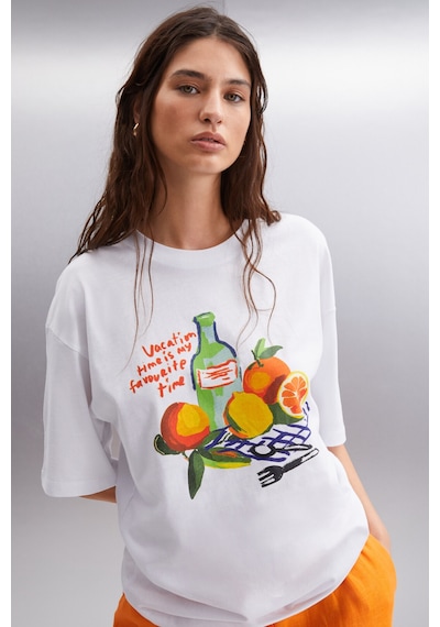 Grımelange Nıtza Kadın %100 Pamuk Oversize Bisiklet Yaka Beyaz T-shirt Grımelange Nıtza Kadın %100 Pamuk Oversize Bisiklet Yaka Beyaz T-shirt