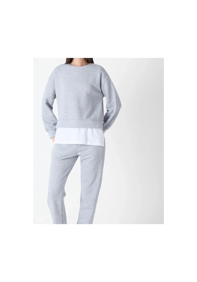The Kadın Basic Bisiklet Yaka Etek Ucu Detaylı Sweatshirt Ve Pantolon Eşofman Takımı- Siyah/melanj/gri Gri Melanj The Kadın Basic Bisiklet Yaka Etek Ucu Detaylı Sweatshirt Ve Pantolon Eşofman Takımı- Siyah/melanj/gri Gri Melanj