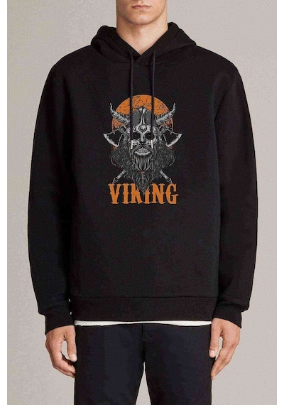 Viking Zombie Illustration With Moon Viking Baskılı Erkek Sweat (530979290)