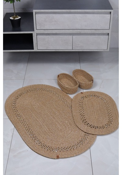 Jüt,hasır,4 Lü,banyo Paspas Takımı,bohem Tarzı Banyo Takımı,iskandinav Paspas/sepet Hasır Hasır