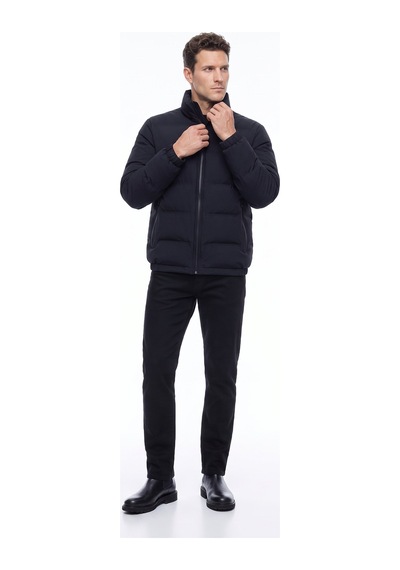 Fabrika F6wm-mnt 2108 Siyah Erkek Dik Yaka Kapitone Slim Fit Mont