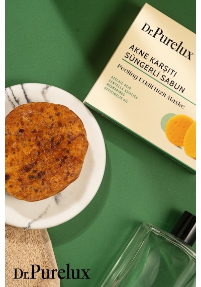 Siyah Nokta Karşıtı Peeling Etkili Süngerli Sabun Hızlı Maske Kabak Lifi - Lavanta