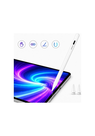 İpad Pro 12.9 2/3/4/5/6 Nesil İle Uyumlu Notepen Gen3 Stylus Kalem Avuç İçi Algılama Eğim Destekli Beyaz
