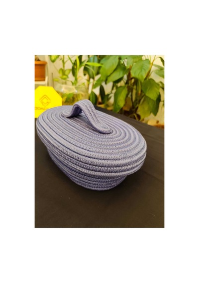 Hasır Jüt Sepet Oval Kapaklı Organizer Düzenleyici 30x20x10 Cm İndigo İndigo