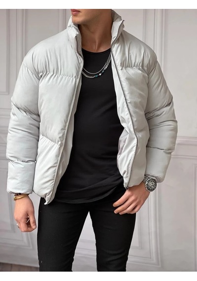 Modefendi %100 Dolum Elyaf Şişme Mont Beyaz